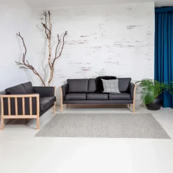 Sofasæt Newcastle 2+3 pers. Eg Sort Læder