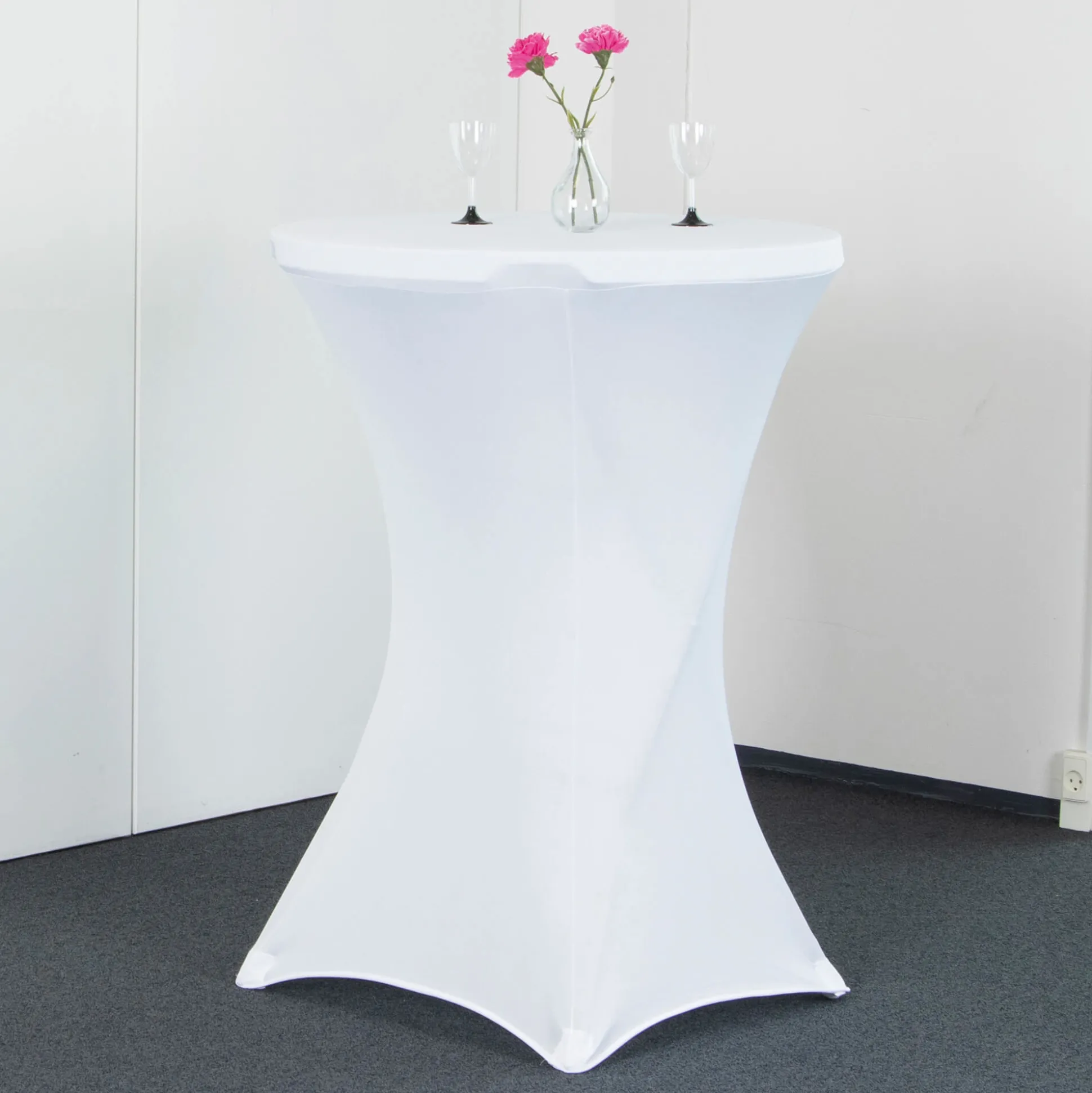 Ståbord American med dug, hvid