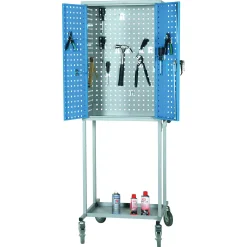 Værkstedsvogn mobil blå låger m. hulplad